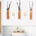 Mokof 3-Pack Decorative Wood Wall Planters for Artificial Plant, Dried Flower Stems, 12" Slim Wood Wall Vases for Living Room, Bedroom, Bathroom, Apartment Decor