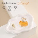 CCINPPY Ceramic Jewelry Tray Trinket Dish, Decorative Cloud Vanity Key Tray for Women, Ring Holder Dish, Cute Jewelry Plate Bowl Room Decor Aesthetic, White, Medium