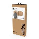 Umbra Picket 5 Hooks, Wall-Mounted Rail, Doubles as Art, Beveled Pine Wood Dowels, Natural Finish