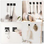 VIS'V Adhesive Hooks, Black Adhesive Towel Hooks Waterproof Self Adhesive Shower Wall Hooks Stainless Steel Stick on Hooks Heavy Duty Sticky Hooks for Bathroom Kitchen Livingroom Camper 4 Pcs