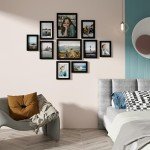 Vittanly 10 Pack Picture Frames Collage Wall Decor, Gallery Frame Set for Wall Mounting or Tabletop Display, Multi Sizes Including 2pcs 8x10, 4pcs 5x7, 4pcs 4x6, Black