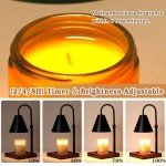 Modern Candle Warmer Lamp with Timer, Dimmable Candle Lamp Warmer, Birthday Gifts for Women, Black Lamp Candle Warmer Gifts for Mom, Adjustable Candle Light Warmer, Cozy Living Room Bedroom Home Decor