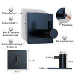 VIS'V Adhesive Hooks, Black Adhesive Towel Hooks Waterproof Self Adhesive Shower Wall Hooks Stainless Steel Stick on Hooks Heavy Duty Sticky Hooks for Bathroom Kitchen Livingroom Camper 4 Pcs