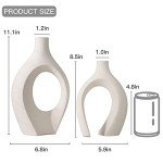Levvohd XL Beige Ceramic Vase Set of 2 for Modern Home Decor, Eclectic Entryway Modern Boho Hollow Flower Vases for Living Room Bookshelf Dining Coffee Table Centerpiece (W 6.8" X H 11")