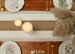 FEXIA Boho Table Runner for Christmas Home Decor with Tassels 72 Inches Long Farmhouse Rustic Table Runner Macrame Burlap Table Decoration for Living Room Bridal Shower(12x72 Inches)