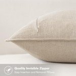 MIULEE Neutral Linen Pillow Covers Pack of 4 Decorative Natural Solid Throw Pillow Covers Soft Accent Boho Farmhouse Couch Pillowcases Modern Home Decors for Living Room Bed Sofa 18x18 Inch