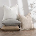 MIULEE Neutral Linen Pillow Covers Pack of 4 Decorative Natural Solid Throw Pillow Covers Soft Accent Boho Farmhouse Couch Pillowcases Modern Home Decors for Living Room Bed Sofa 18x18 Inch