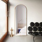 TinyTimes 64''x21'' Arched Full Length Mirror with Stand, Full Body Mirror, Mirror Full Length, Gold Floor Mirror Freestanding, Wall Mounted Mirror for Bedroom Living Room Cloakroom, Gold