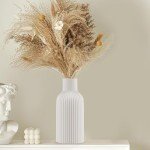 DOUMIYI Vase, White Ceramic Vase, Flower Vase, Minimalist Modern Home Decor, Matte Finish Pampas Grass Vase for Table, Fireplace, Shelf, Mantel, Entryway and Centerpieces