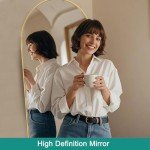 TinyTimes 64''x21'' Arched Full Length Mirror with Stand, Full Body Mirror, Mirror Full Length, Gold Floor Mirror Freestanding, Wall Mounted Mirror for Bedroom Living Room Cloakroom, Gold