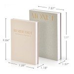 Beautiful Decorative Books - Set of 2 Linen Boxes Enhance Your Coffee Table, Bookshelf or Mantle Decor - Aesthetic Fake/Faux Books for Modern Home Decoration, Photo Storage and as a Keepsake Box