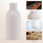 DOUMIYI Vase, White Ceramic Vase, Flower Vase, Minimalist Modern Home Decor, Matte Finish Pampas Grass Vase for Table, Fireplace, Shelf, Mantel, Entryway and Centerpieces