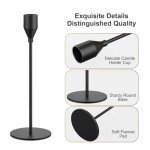 NLBTW Matte Black Taper Candle Holders Set of 3 Candlestick Holders, Metal Candle Stick Holder Decor for Wedding, Dinning, Party or Anniversary, Fits 3/4 Inch Thick Candle