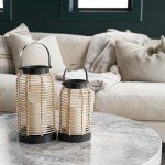 Natural Rattan Boho Lanterns - Handcrafted Decor to Enhance Your Home - Modern Farmhouse Beauty Perfect for Any Living Room, Patio & Porch, Indoor and Outdoor Coffee Table or Kitchen Dining Table