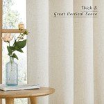NICETOWN Natural Linen Curtains 84 inch Long 2 Panels Set, Grommet Top Thick Linen Burlap Semi Sheer Vertical Drapes Privacy Assured with Light Filtering for Bedroom/Living Room, W55 x L84