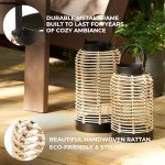 Natural Rattan Boho Lanterns - Handcrafted Decor to Enhance Your Home - Modern Farmhouse Beauty Perfect for Any Living Room, Patio & Porch, Indoor and Outdoor Coffee Table or Kitchen Dining Table