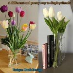 Puransen Clear Book Flower Vase - Floral Bookshelf Decor, Acrylic Flower Holder & Space-Saving Organizer, Modern Home Office/Study Desk Minimalist Aesthetic (Not Including Flowers)