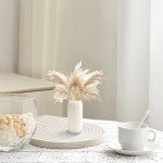 White Ceramic Vase for Flowers, 8 INCH Modern Small Ribbed Textured White Flower Vase for Home Decor, Pampas Grass, Decorative, Farmhouse, Coffee Table, Bookshelf and Home Living