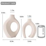 Lvases Snuggle Hollow Ceramic Vase Set of 2, Nordic Modern Boho ins Style Decorative Ceramic Aesthetic Flower Vase for Home Decor (Milky White W 6.3" X H 8.4")