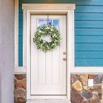 Pinkpum 20'' Eucalyptus Wreath for Front Door, Porch, Window - Green Decor for Home, Farmhouse - Spring, Summer, Fall, All Seasons