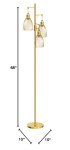 Dimmable Industrial Floor Lamps for Living Room, Gold Tree Standing Tall Lamps with 3 Elegant Teardrop Cage Head & 800 Lumens LED Bulbs for Bedroom Office