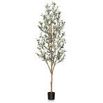 Kazeila Artificial Olive Tree 6FT Tall Faux Silk Plant for Home Office Decor Indoor Fake Potted Tree with Wood Branches and Fruits