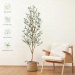 Kazeila Artificial Olive Tree 6FT Tall Faux Silk Plant for Home Office Decor Indoor Fake Potted Tree with Wood Branches and Fruits