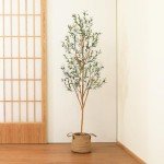 Kazeila Artificial Olive Tree 6FT Tall Faux Silk Plant for Home Office Decor Indoor Fake Potted Tree with Wood Branches and Fruits