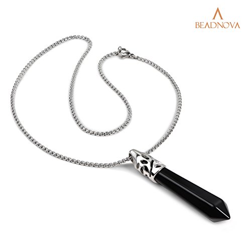 Black Onyx Healing Crystal Necklace with Pendant