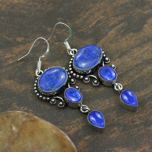 Handmade Lapis Lazuli Dangle Earrings - Women's Gift