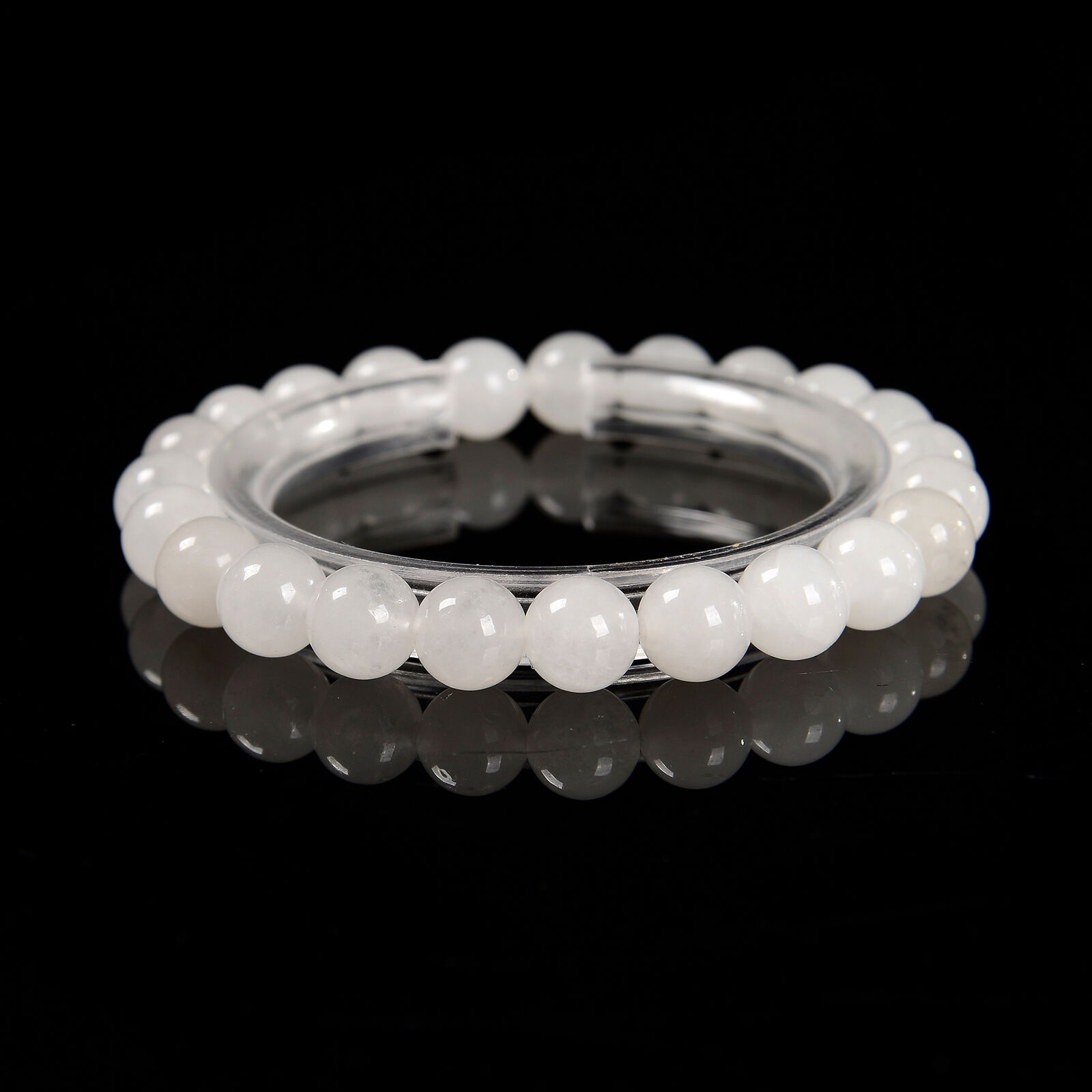 White Jade Round Bracelet in 6-10mm sizes