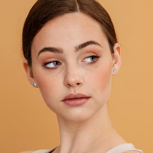 Aquamarine Teardrop Stud Earrings March Birthstone Jewelry Women