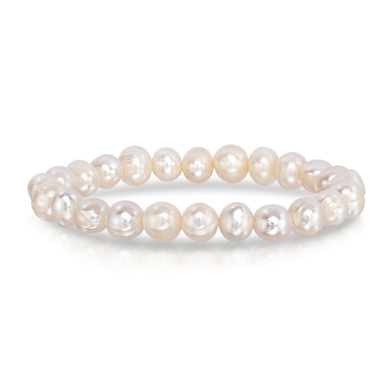 White Freshwater Pearl Stretch Bracelet - Women's Gemstone Jewelry