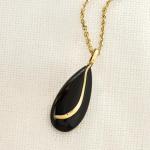 Black Onyx Teardrop Pendant in 14kt Gold