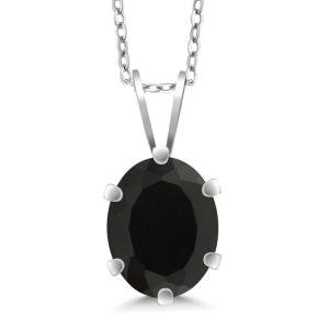 Black Onyx Pendant Necklace in Sterling Silver