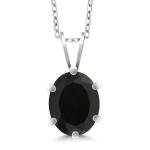 Black Onyx Pendant Necklace in Sterling Silver