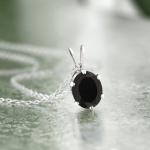 Black Onyx Pendant Necklace in Sterling Silver