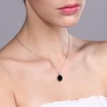 Black Onyx Pendant Necklace in Sterling Silver
