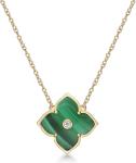 Malachite Flower Pendant Necklace in Sterling Silver with CZ