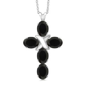 Black Onyx Cross Pendant Necklace for Women