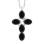 Black Onyx Cross Pendant Necklace for Women