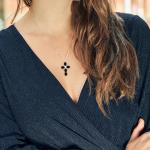 Black Onyx Cross Pendant Necklace for Women