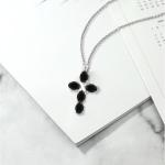 Black Onyx Cross Pendant Necklace for Women