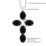 Black Onyx Cross Pendant Necklace for Women
