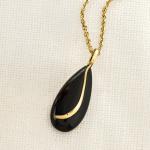 Black Onyx Teardrop Pendant in 14kt Gold