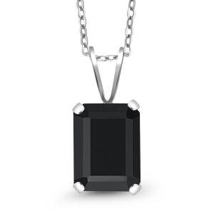 Black Onyx Pendant Necklace in Sterling Silver