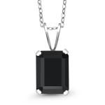 Black Onyx Pendant Necklace in Sterling Silver