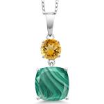 Elegant Green Malachite & Citrine Pendant Necklace