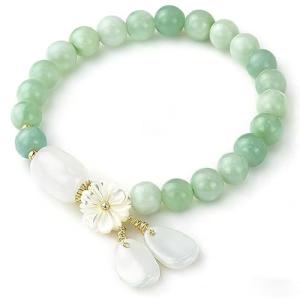 Gradient Green Jade Bead Bracelet for Women, Holiday Gift