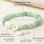 Gradient Green Jade Bead Bracelet for Women, Holiday Gift